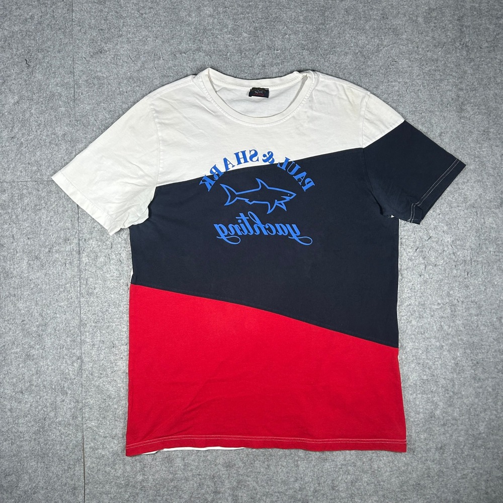 Paul & Shark T Shirt Mens XL Multicolor Yachting Graphic Tee Italy Designer
